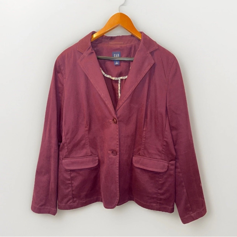 Gap Blazer Burgundy Two Button Career Office Business Jacket Size 16